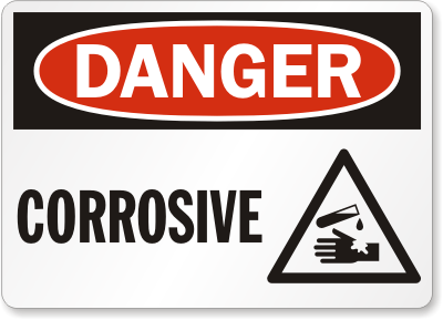 Corrosive Sign - Danger Sign (With Burn Hand Graphic), SKU: S ...