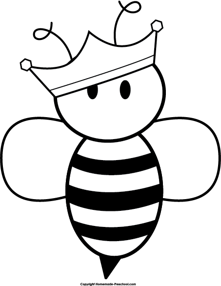 Cute Bee Black And White Clipart