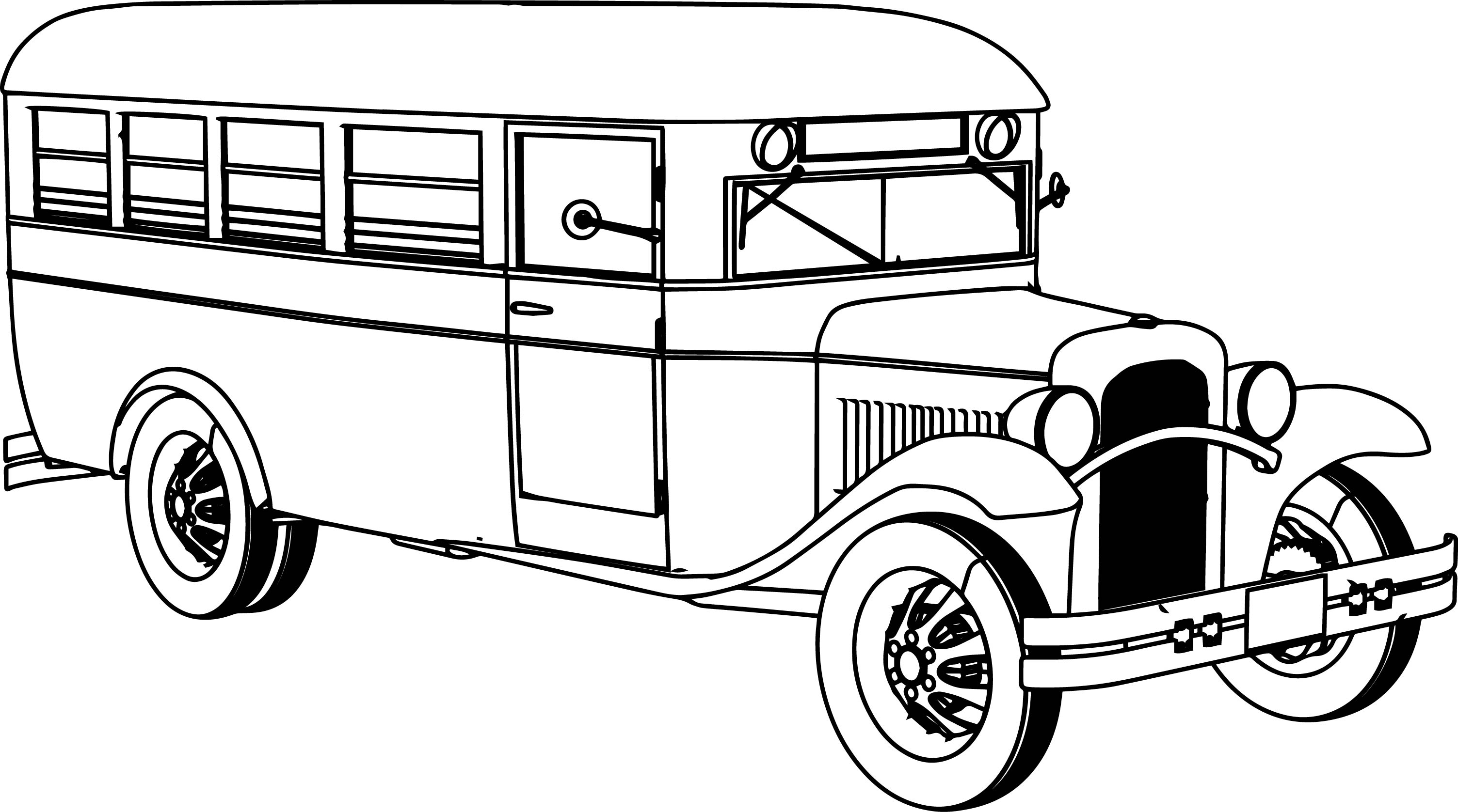 Old School Bus Coloring Page | Wecoloringpage
