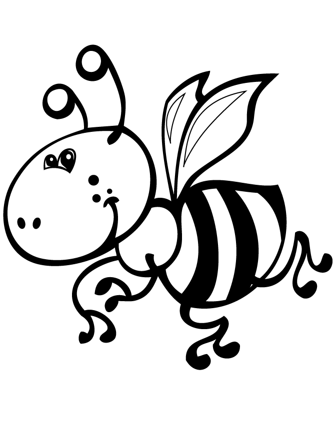 Cute Bumble Bee For Kids Coloring Page | Free Printable Coloring Pages