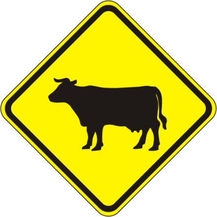 Traffic Signs - Shopping - W11 4 Cattle cow crossing Sign