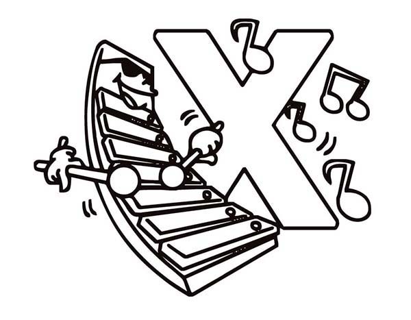 Preschool Kids Learn Letter X for Xylophone Coloring Page | Bulk Color