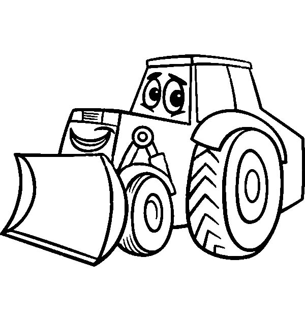 bulldozer cartoon for coloring book | Coloring Sun