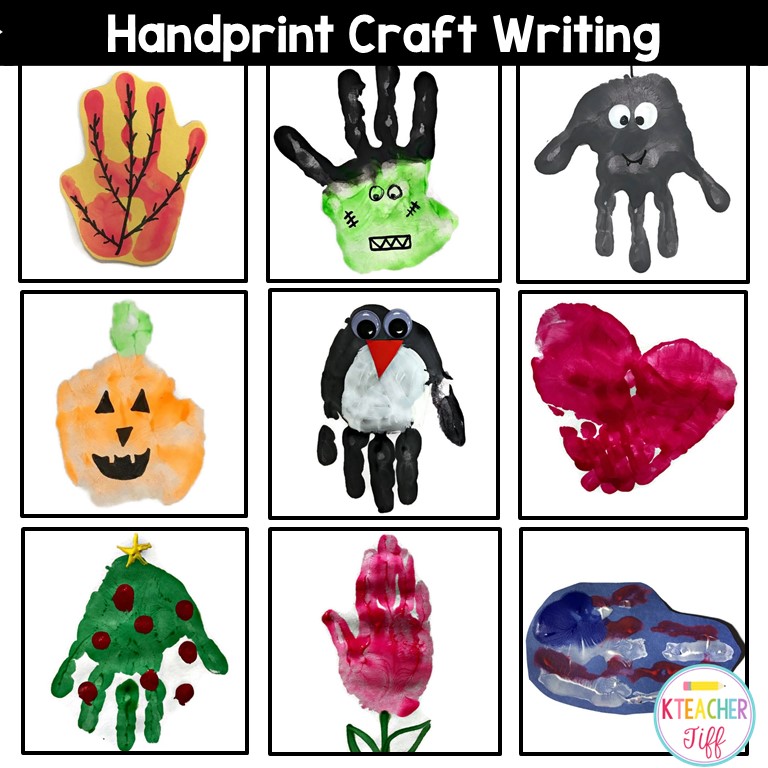 Seasonal and Holiday Handprint Writing in Kindergarten - KTeacherTiff