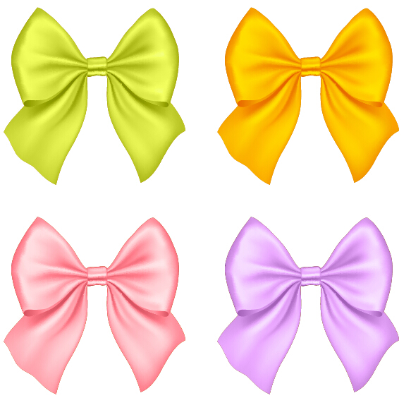 Beautiful colored bow vectors set 01 - Vector Ribbon free download