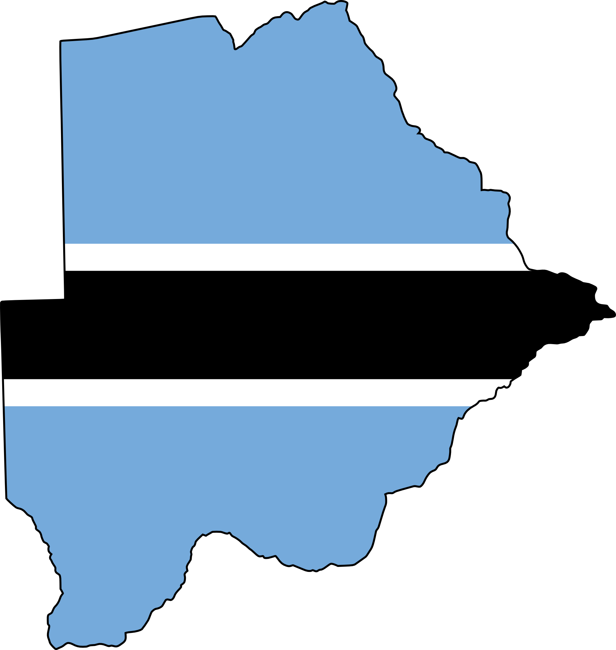 Clip Art: Flag Art Flag Map of Botswana Drapeau ...