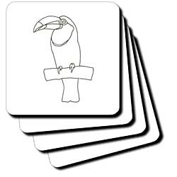 Toucan Bird Outline Art Drawing - Set Of 4 Ceramic ...