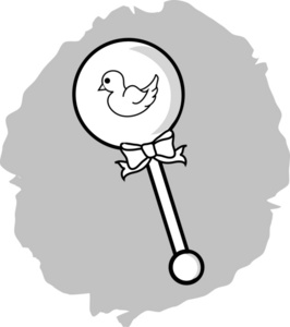 Baby Rattle Clipart Image - Outline Of A Baby Rattle With A Duck On It