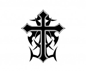 Free designs - Cross with tribal style tattoo wallpaper