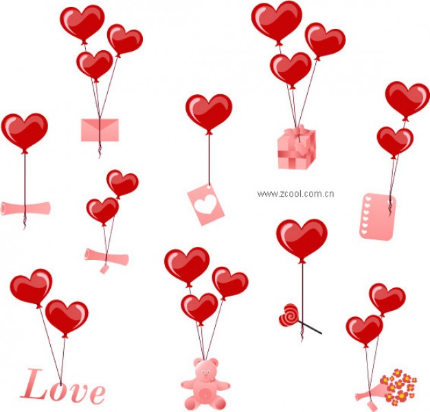 Heart-shaped balloons Vector material | Download free Vector