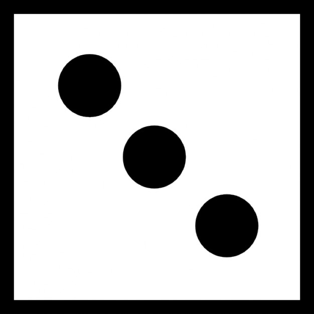 Dice cube from top view on the face with three dots Icons | Free ...