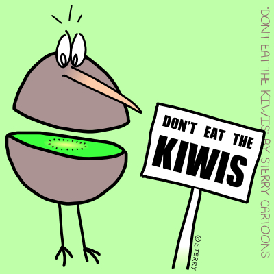 Don't Eat The Kiwis – Kiwi Cartoon Web | Sterry