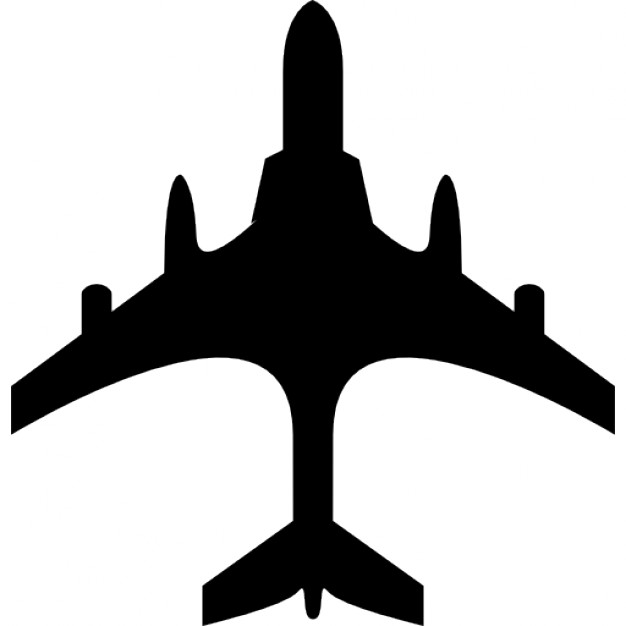 Airplane black shape from top view Icons | Free Download