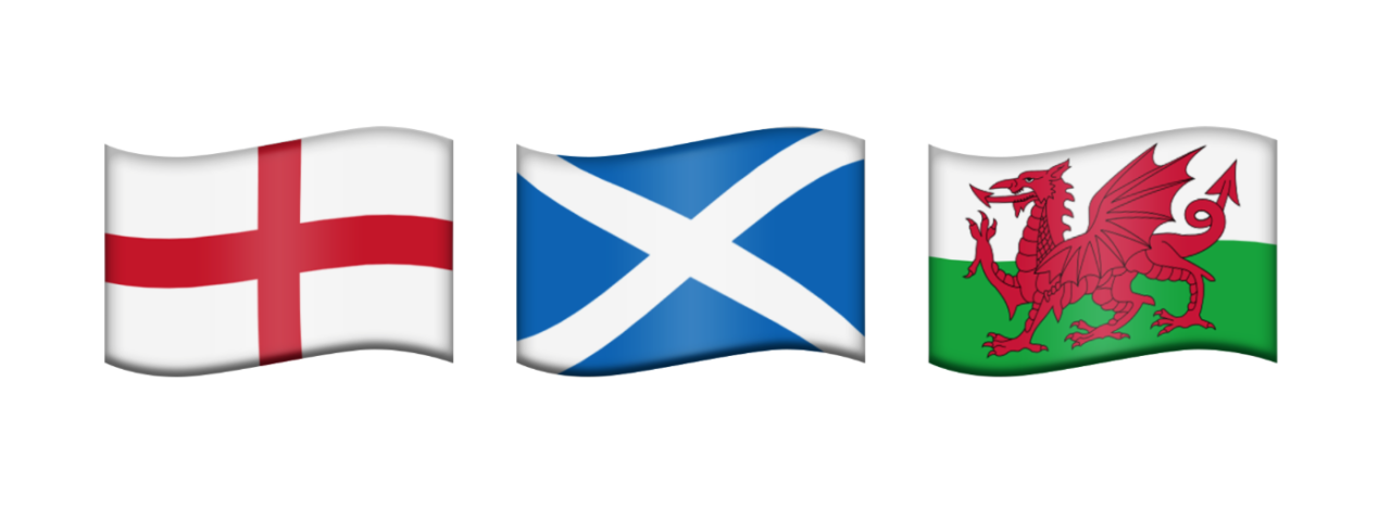 Emoji Flags for England, Scotland and Wales