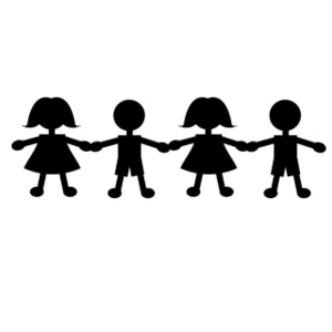 Two kids holding hands clipart