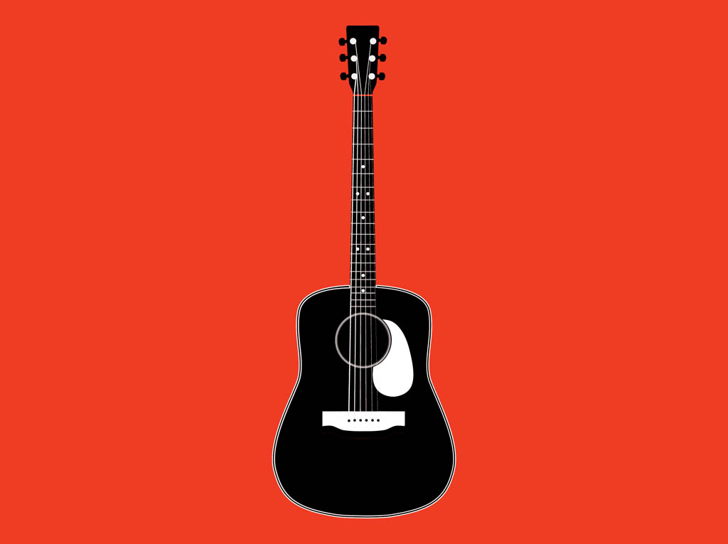 Acoustic Guitar Clipart Black And White - Free ...