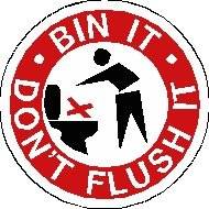 Camping Site & Leisure Park Sign: BIN IT DON'T FLUSH IT sticker ...