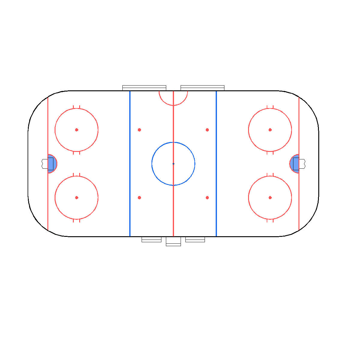 2d CAD Plan of an Ice Hockey Rink - CADBlocksfree -CAD blocks free