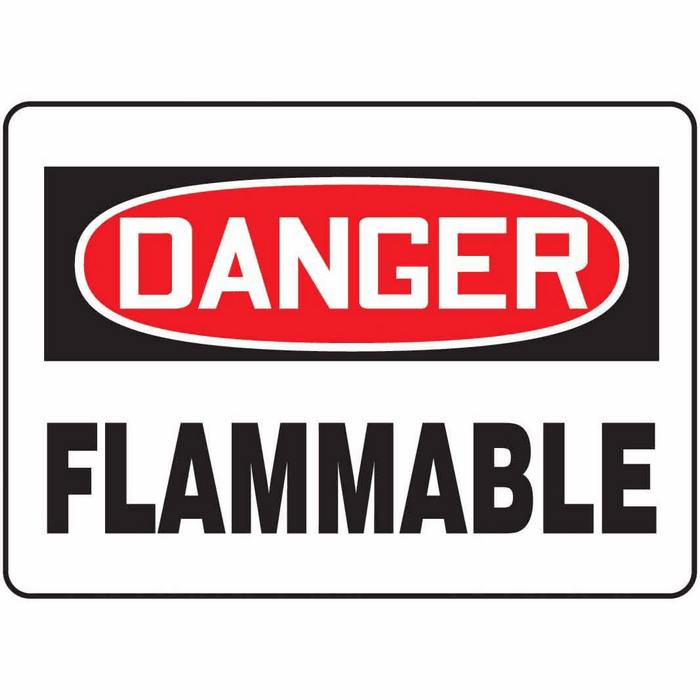 Safety Sign, Danger - Flammable, 7" X 10", Adhesive Vinyl