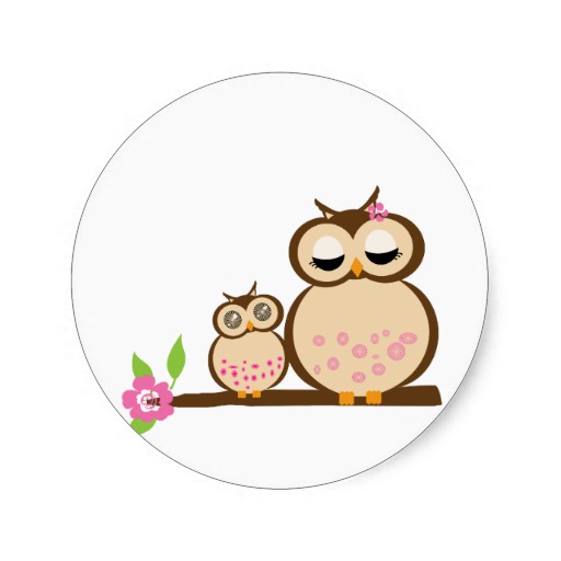 Mother owl and babies clipart