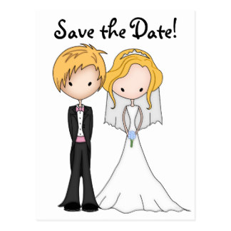 Cute Cartoon Bride And Groom Postcards | Zazzle