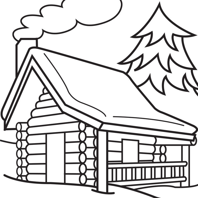 Log Cabin Coloring Page | Coloring Pages