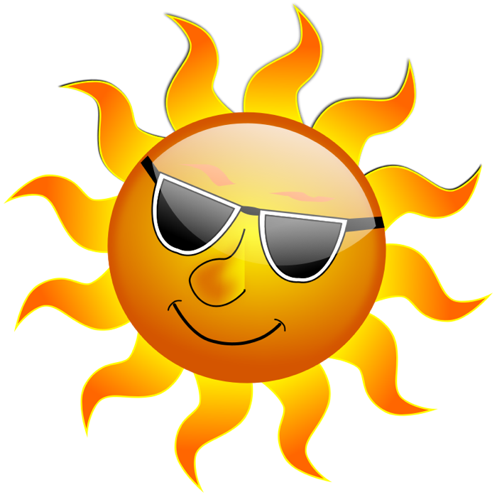beautiful image of a friendly looking sun wearing dark sunglasses