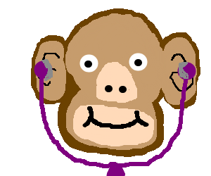 monkey with headphones on