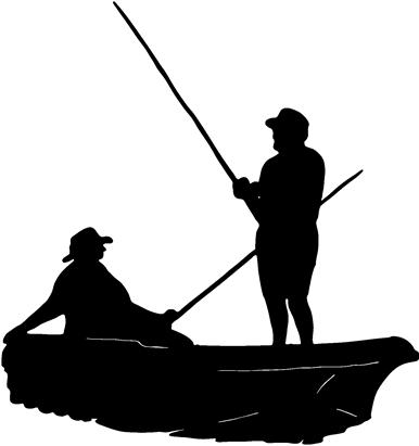 men fishing ~ john boat decal bumper sticker ~ bass