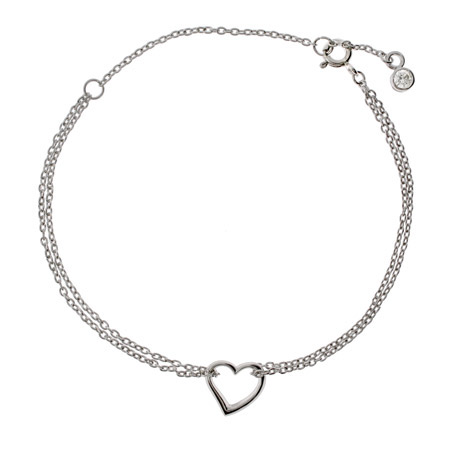 Sterling Silver Jewelry - Double Strand Sterling Silver Heart ...