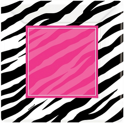 Pink and Black Zebra Square 10