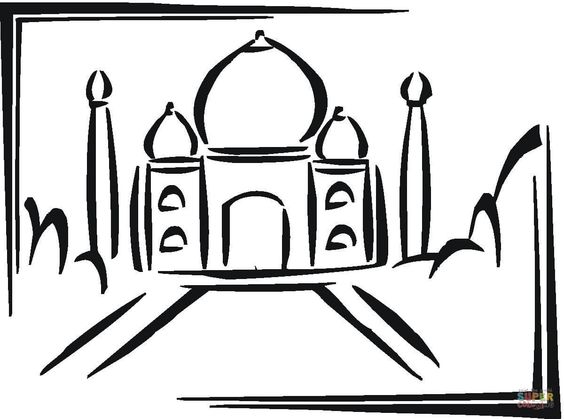 Taj Mahal Outline - ClipArt Best
