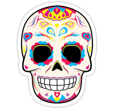 Sugar Skull Pink and Yellow ~ Sticker