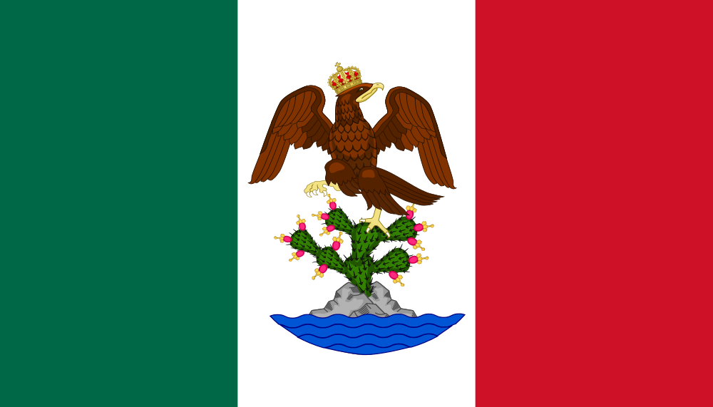 Flag of the First Mexican Empire — no snake on this one, but the ...