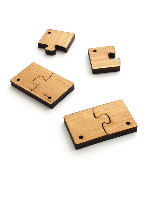 Wood Puzzle Piece Beads Six Pieces Laser Cut by TimberGreenWoods ...