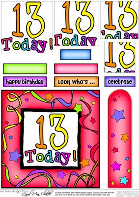 13th Birthday Quick Card with Pyramage - CUP39136_359 | Craftsuprint