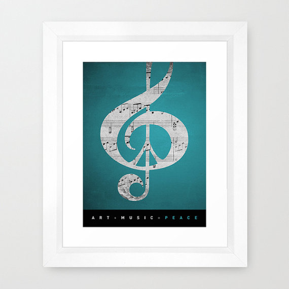 Turquoise Music Art Music & Peace Aqua Sheets Blue by Inspireuart ...