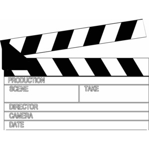 movie clapperboard page white, from movie page, public domai ...