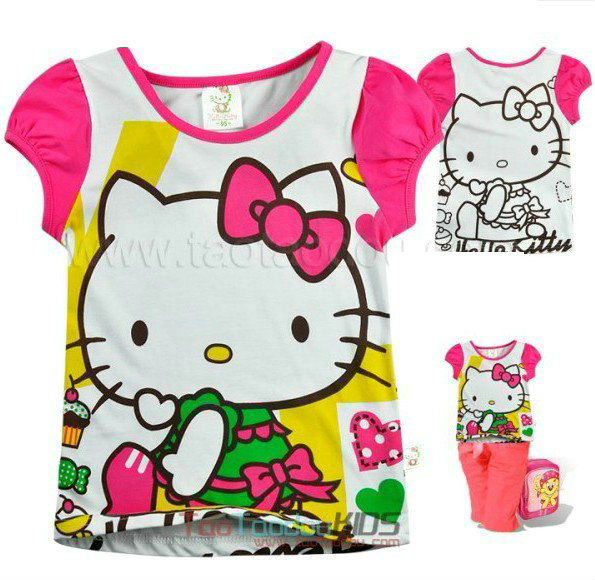 Free shipping 2013 New hello kitty Hot Summer girl's t shirt ...