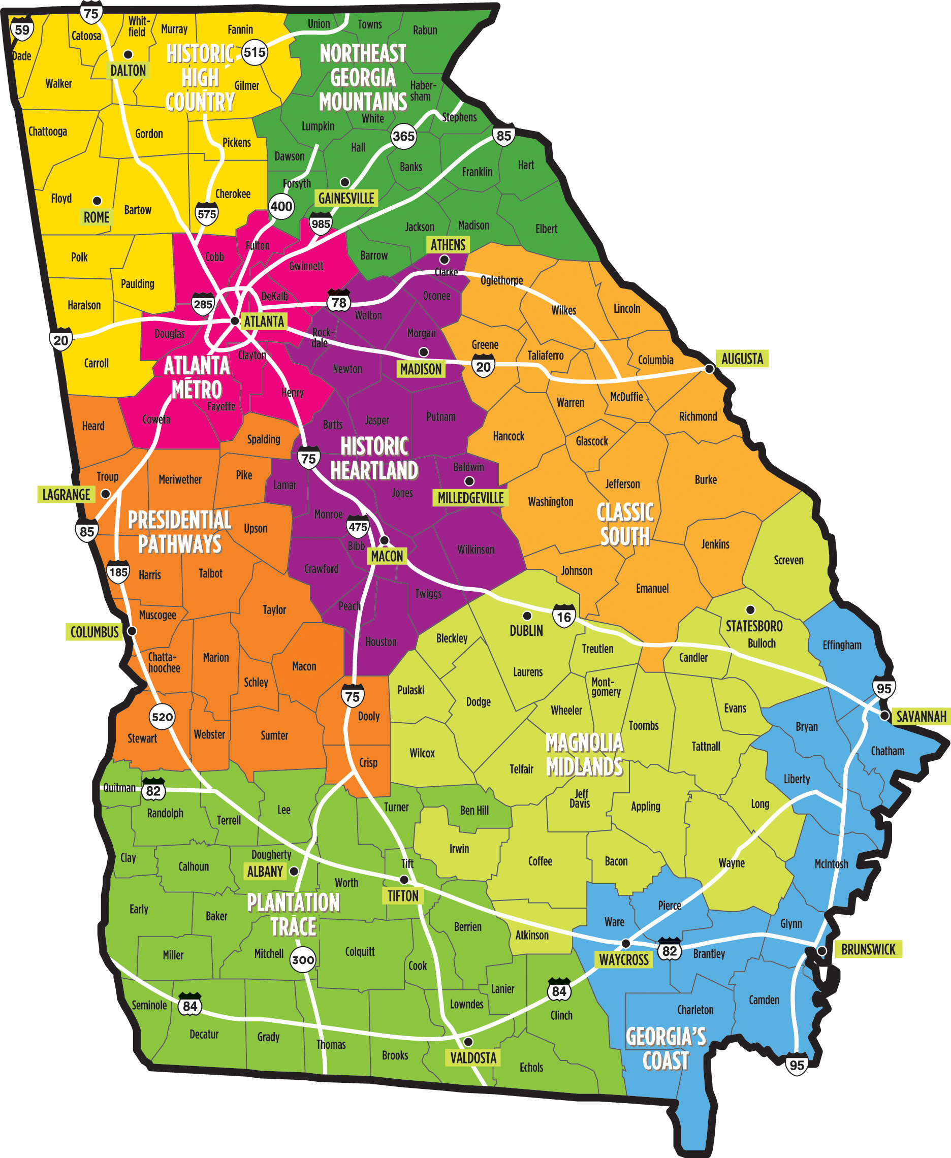 Printable Map Of Georgia Counties - Customize and Print