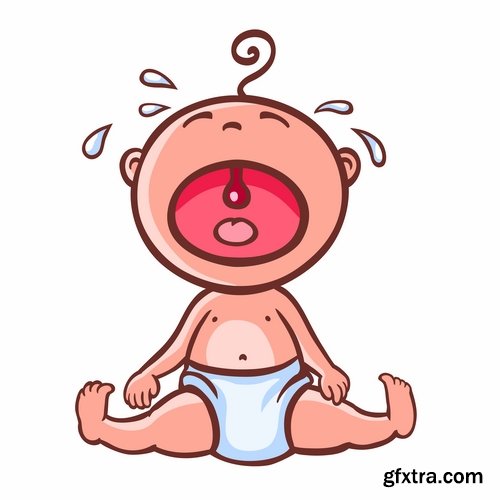 Collection crying child cartoon vector image 25 EPS Â» Vector ...