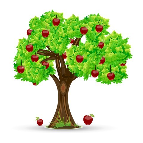 illustration-of-apple-tree-on-white-background | master of life in ...