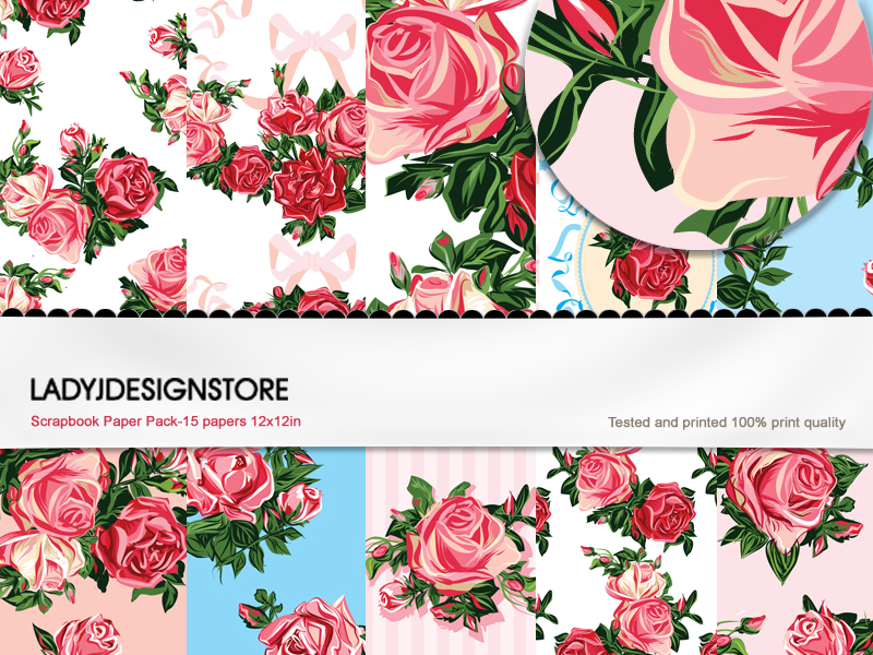 Digital papers - English Rose - $4.50 : LadyJdesignstore Digital ...