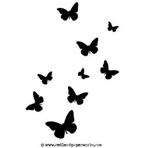 Detailed Butterfly Stencil In Flight - ClipArt Best