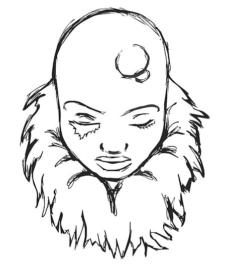 Bald Female Outline Drawing" by crystofurr | Redbubble
