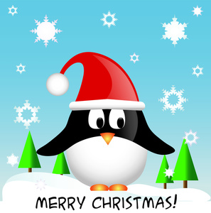 Christmas Clipart Image - Cute Cartoon Christmas Penguin