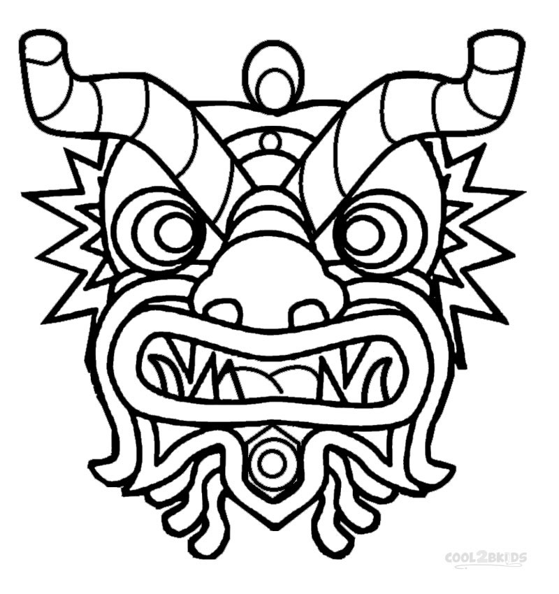 Chinese Dragon Head Coloring Pages