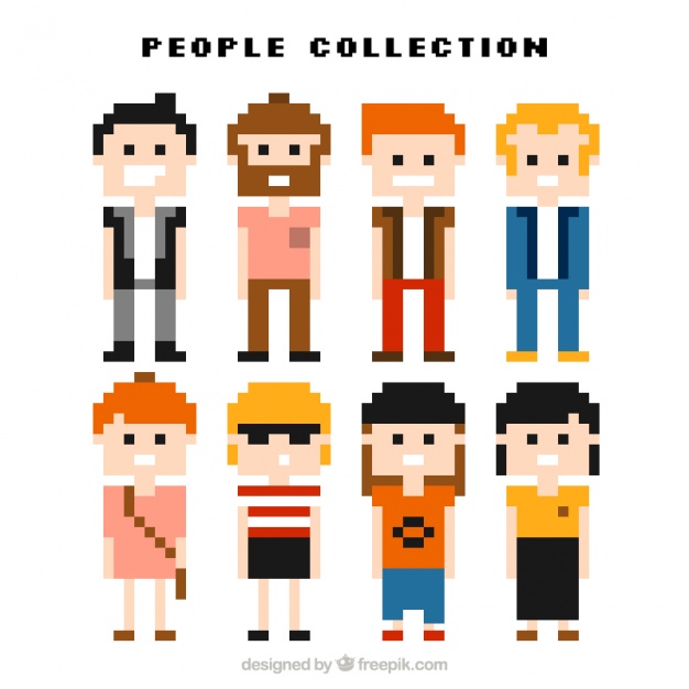 Nice collection of pixelated men and women Vector | Free Download ...