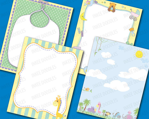 Baby Page Border Frames Design 8x11 Digital Paper by InkeeDoodles ...