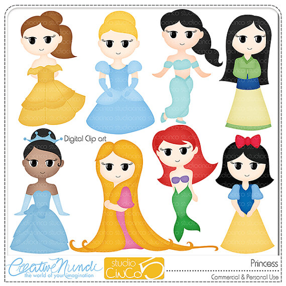 Buy 2 get 1 FREE Princess Cliparts Digital Clip by StudioCinCo ...